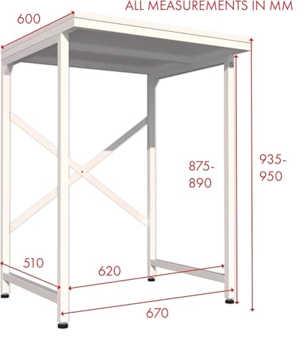 Image of 58603 Handy Stand - Freestanding Worktop & Washing Machine Stand | Multi-Purpose Appliance Stacking Kit & Laundry Pedestal for Garage, Utility Room, or Kitchen - White