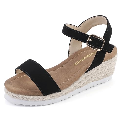 Image of PANDNAINJIA Girls Sandals Wedge Platform Heels Dress Shoes