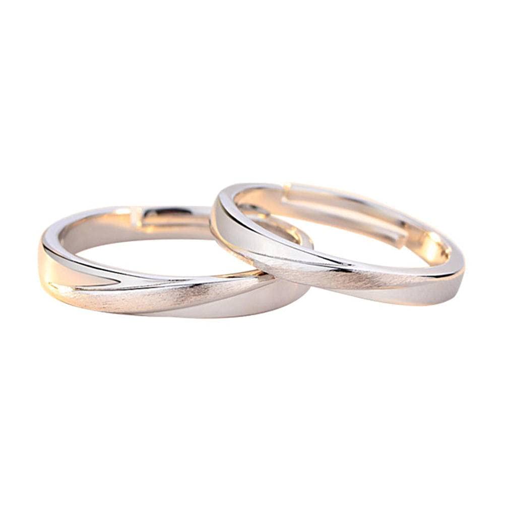 Anneau de couple métal bague ouverte argent s925 ajustable