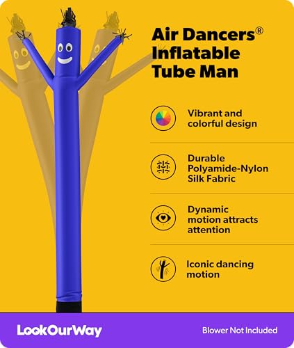 Image of LookOurWay Air Dancers Inflatable Tube Man Attachment - 20 Feet Tall Wacky Waving Inflatable Dancing Tube Guy for Business Promotion - Blower Not Included - Blue