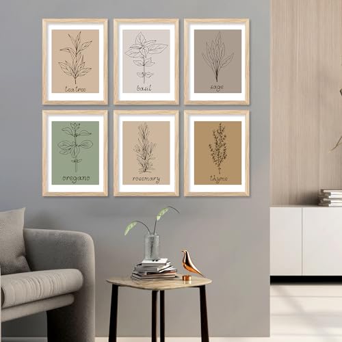 Image of kotart Kitchen Herbs Digital Painting for Restaurant Wall Decoration - Minimal Cooking Art Prints Living Room Bedroom Office Decor (14X20 Inch, F) Pack of 6