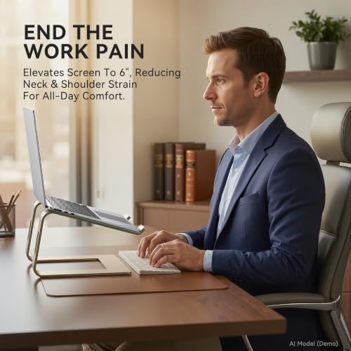 SOUNDANCE Aluminum Laptop Stand – Fixed 6-Inch Riser for Eye-Level Posture — view 3