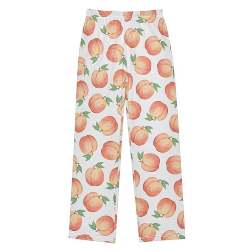ZZXXB Peach Fruits Boys Long Pants Soft Trousers Elastic Waist Kids Lounge Bottoms with Pockets S-XL