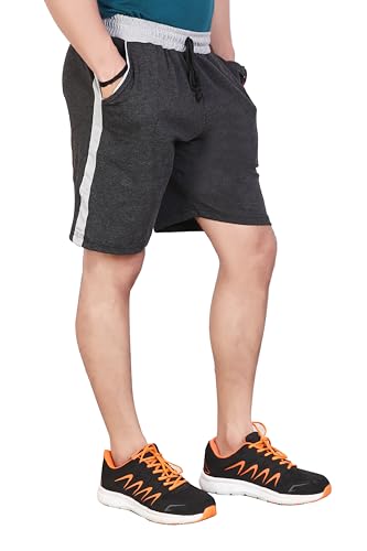 Image of Particle Men's Plus Size Big Size Bermuda Shorts | 230 GSM Ribbed Cotton Half Pant for Men with Deep Side Pockets | Sizes XL-5XL (34-52 Inch Waist)