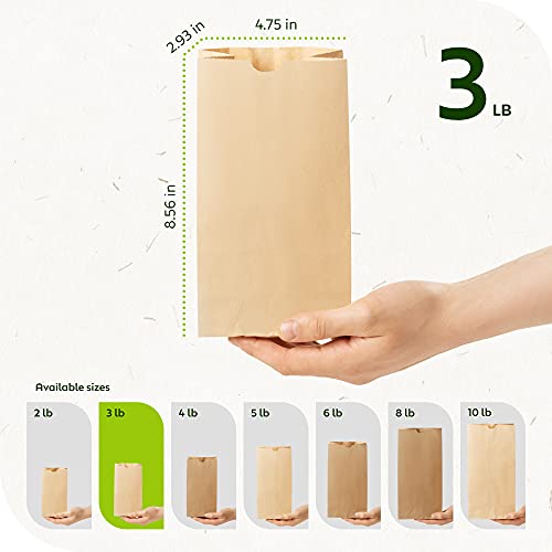 Culinware Kraft Paper Bags 3 Lb - Durable Brown Paper Bags For Snack, Lunch, Sandwich, Pastries, Popcorn, Grocery And Party Favor – Bulk Paper Bags – 4.75 X 2.93 X 8.56 In - 500 Count #TOP5