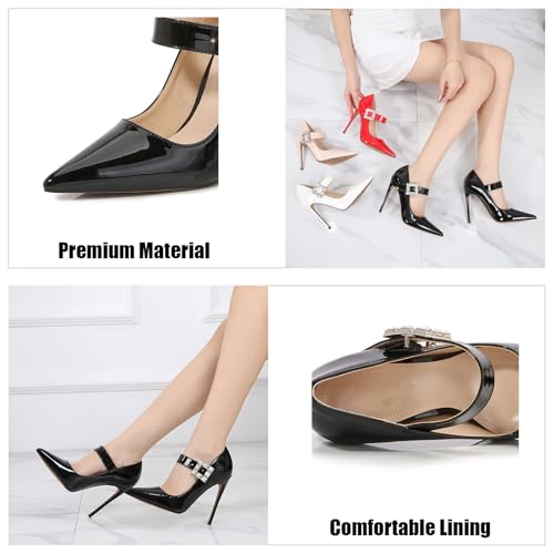 Women's Pointed Toe Stiletto Pumps with Adjustable Rhinestones Buckle Sexy Ultra-High Heel Comfort Dress Mary Jane Pumps for Show Party Wedding2
