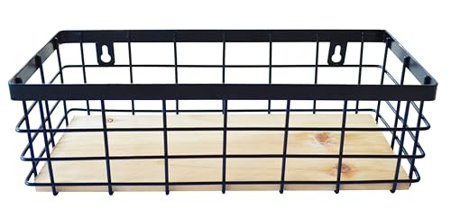 ShabbyDecor Metal Wire Basket Detachable Wood Base Storage Organizer Farmhouse