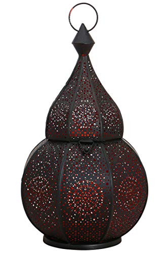 Orientalische Laterne aus Metall Anaram Schwarz 32cm | orientalisches Marokkanisches Windlicht Gartenwindlicht… – Bild 3
