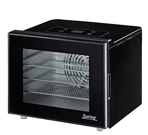 Spring Deshidratador Basic 30, 0 × 25, 5 21 cm, sistema de deshidratación horizontal de 35 °C a 70, temporizador de 1 24 horas, ventana con rejilla y bandeja para piel de fruta, acero inoxidable