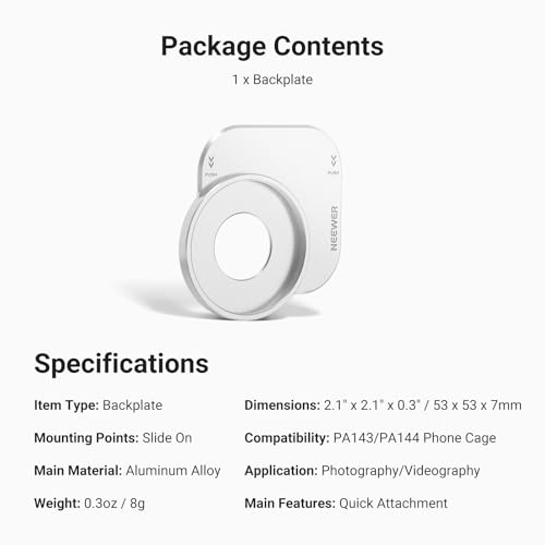 NEEWER 37mm Filter Lens Backplate for PA143/PA144 Phone Cage Only, Quick Release Video Rig Mobile Camera Photography Accessories Compatible with iPhone 17 Pro 17 Pro Max Beastgrip, PA152 (Silver) by NEEWER - Used condition - Image 7