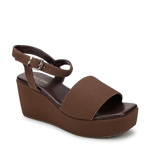 Image of Marc Loire Women's Fashion Square Toe Buckle Straps Wedge Heels