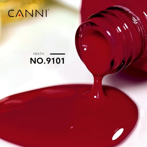 Image of CANNI Red Gel Nail Polish, 1Pcs Dark Red Gel Polish Color Nail Polish High Gloss Soak Off U V Gel Nail Manicure Salon DIY