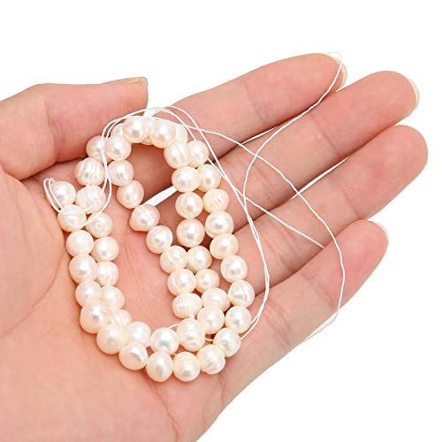 Kit de fabricação de joias, contas de pérolas naturais, branco leitoso, pérola natural de água doce,