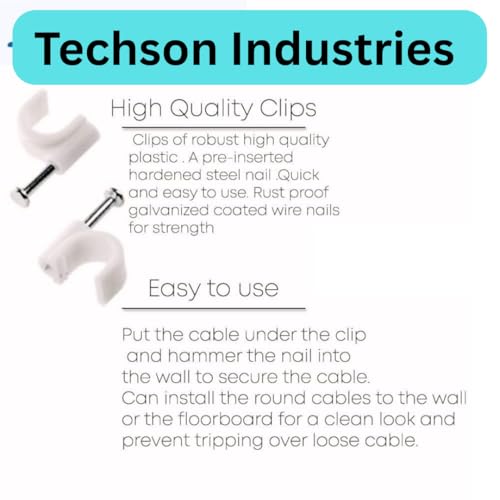 TECHSON Cable Clips 200pcs with Metal Nails - Image 5