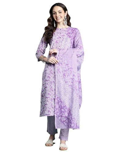 Image of INDO ERA Women Pure Cotton Kurta Set with Dupatta | Festive Suit Set, 11047