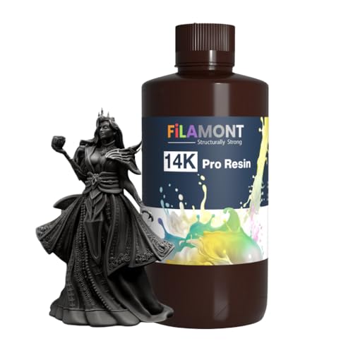 Image of Filamont 14K Pro UV Resin for 3D Printing High Precision Low Shrinkage Fast Curing LCD DLP SLA Compatible Tough Durable Photopolymer 1KG (14K Black)