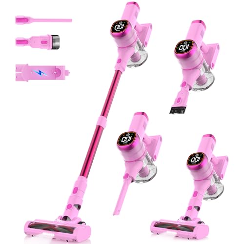 Image of Tikom V500 Cordless Vacuum Cleaner for Home, 40000Pa/450W Stick Vacuum with LED Touch Screen, Charging Wall Dock, Anti-Tangle, Lightweight Handheld Vacuum for Pet Hair, Hard Floor, Carpet