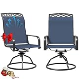 Patio Swivel Chair Set of 2, High Back Textilene Patio Chairs, Swivel Dining Chairs for Outdoor – 360° Swivel Rocker Chair, All-Weather Metal Frame for Porch, Garden, Deck, Poolside (Blue, 2-Piece)