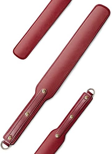Ueemph 18 inch Riding Crop,Red Leather Paddle,Super Durable Rug Paddles,Equestrian Crops（Red）