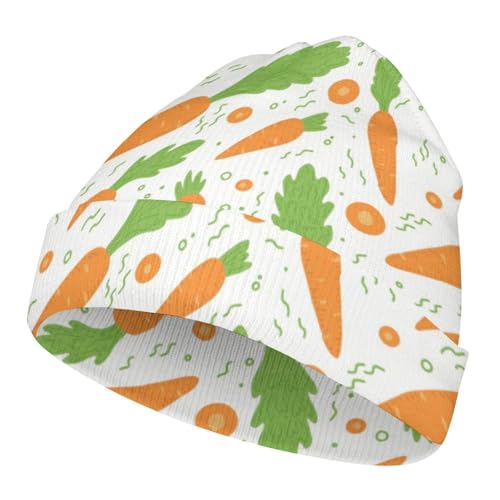 Watercolor Carrots Pattern Kids Beanie Hat for for Girls Boys Children Cap Winter Knitted Chemo Cancer Headwear Accessories Gifts Decoration Black