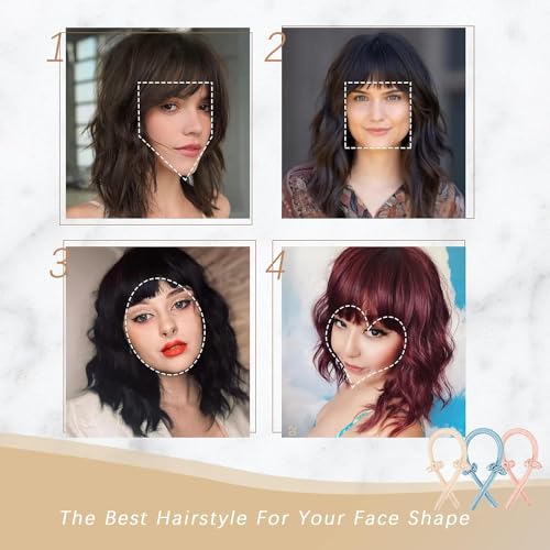 Image of Nnzes Short Wavy Bob Wig with Bangs for Women Shoulder Length Curly Green Synthetic Heat-Resistant Fiber Hair for Daily & Party Use