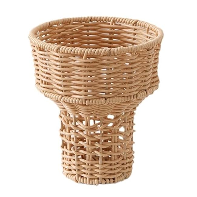 6in Elegant Ice Cream Shape Flower Basket Decorative Plastics Bouquet Holder Multifunctional Woven Basket For Family Outings