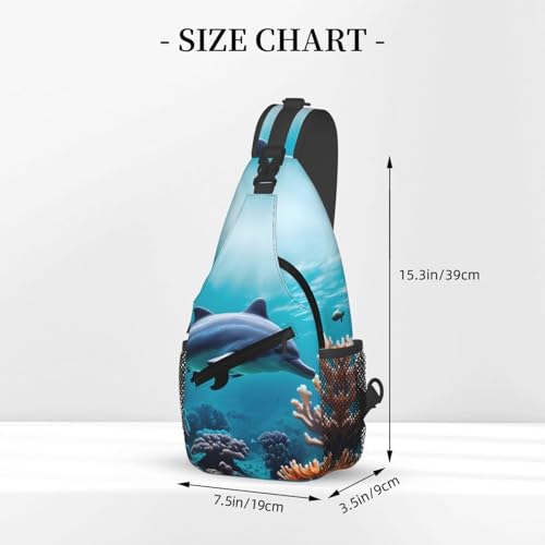 Mochila bandolera con estampa de delfines para viaje y senderismo miniatura 3