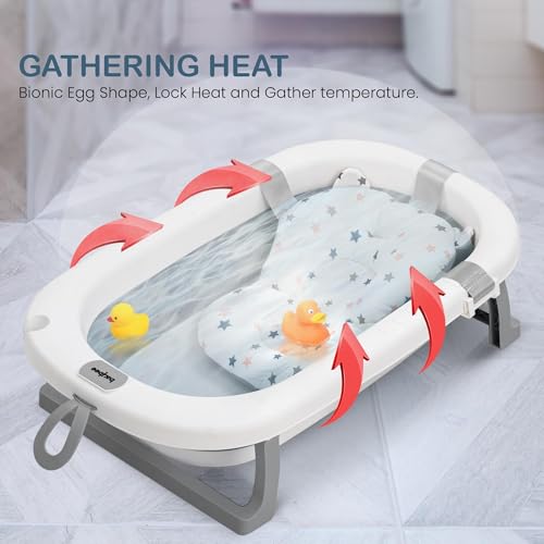 Image of Baybee Jolly Bath Tub for Baby 0 to 5 Years | Foldable Baby Bath Tub for Kids with Anti Skid Base & Drainer | Mini Swimming Pool for Babies | Bather & Bathtub for Newborn Boys Girls (Grey)