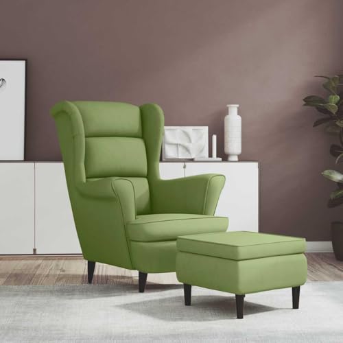 Generisch Ohrensessel mit Hocker Hellgrün Samt,Möbel,Stühle,Sessel-3115934
