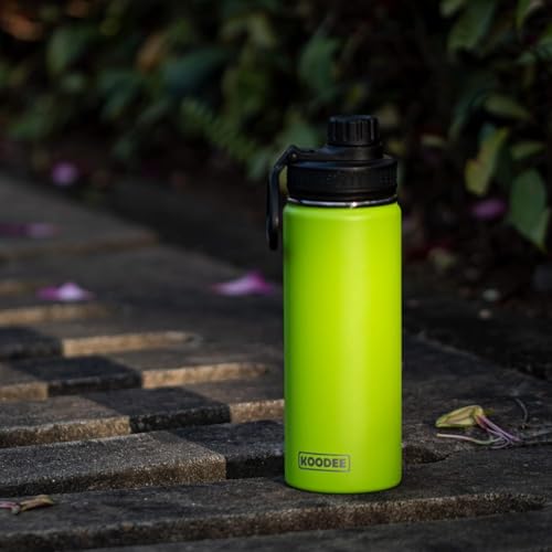 Image of koodee Insulated Water Bottle, 18 oz Stainless Steel Double Wall Vacuum Wide Mouth Sport Bottle with Leakproof Spout Lid (Apple Green)