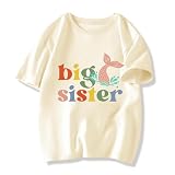 Big Sister Shirts for Girls Toddler Girls Short Sleeve Top with Mermaid Print-Promoted to Big Sister 7 Years Yellow