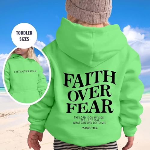 Jesus Hoodie Girls Boys Faith Over Fear Athletic Hooded Sweatshirt Long Sleeve Casual Pullover Tops with Pocket2