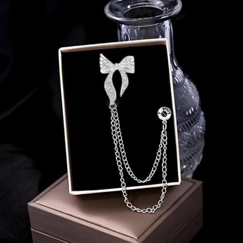 Image of 2PCS Crystal Hanging Chain Brooch Suit Pin for Men Women Vintage Crown Cross Star Diamond Broochs Gold and Silver Wedding Brooch for Clothes Dress Hats Bags Accessory