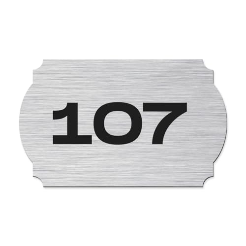 Image of Custom Door Numbers for Home & Office | PVC Plaques with Self-Adhesive Double-Sided Tape | 4x2.5 Inches | Flat Numbers, for Offices, Malls, Multi-Purpose Use (Des01 Silver)