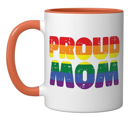 Taza cerámica Gay Ally Proud Mom 11 onzas naranja miniatura 1