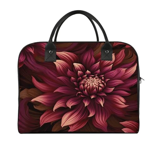 Bolso Tote Rojo con Flores Artístico y Asa Ajustable miniatura 1