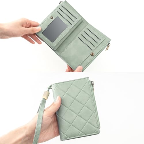 Image of XINNSTAR Small Wallet for Women RFID Blocking Leather Trifold, Green