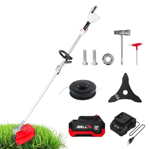 Image of IBELL BB20-30 Cordless Trimmer /Brush Cutter /Grass Cutter 20V BLDC Motor 6000 RPM,4.0Ah Battery & Fast Charger,Blade & Trimmer Head,for Garden, Lawn, Yard,Lightweight Tool- 6 Months Warranty