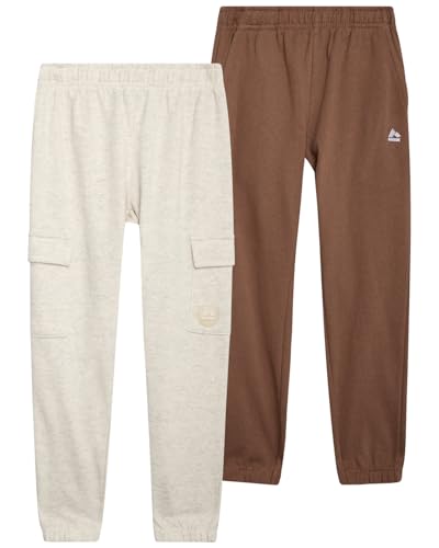 RBX Boys Sweatpants - 2 Pack Soft Performance Fleece Athletic Pants Boys Joggers Kids Sweatpants with Pockets (Sizes: 8-16), Size 8, Bone Fresco Cargo