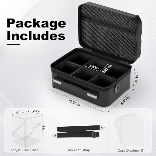 Image of Proijeut Card Deck Box with Portable Case, 6 Pack Clear Commander Deck Box with 6 Dividers, Holds 600+ Double Sleeved Cards, Fit for MTG, YuGiOh, TCG（Geometric Black）