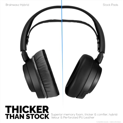 Amortiguadores gruesos híbridos para auriculares inalámbricos Steelseries Arctis Nova Pro, Elite y Pro Omni - Espuma viscoelástica con material híbrido de terciopelo y cuero PU miniatura 5