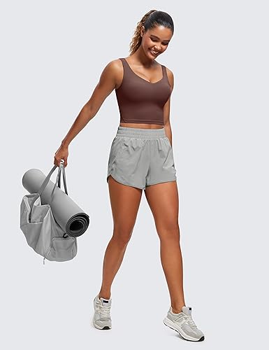 Image of CRZ YOGA Womens Sports Bras V Neck Padded Cropped Tank Top Wireless Yoga Bra