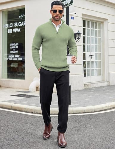 Image of DENIMHOLIC Men High Neck Zipper Full Sleeve Cotton Knitted Winter Sweater for man