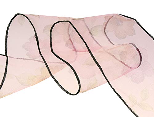 Allegra K Women Transparent Skinny Organza Scarf Floral Neckerchief Hair Band4