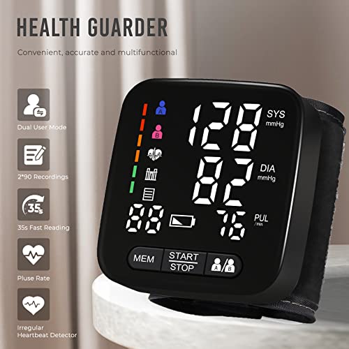 Wrist Blood Pressure Monitor, Tovendor Home Automatic Blood Pressure Cuff Wrist With 2 Aaa Battery And Portable Carrying Case, 2 * 90 Reading Memory Dual Users Mode #TOP2