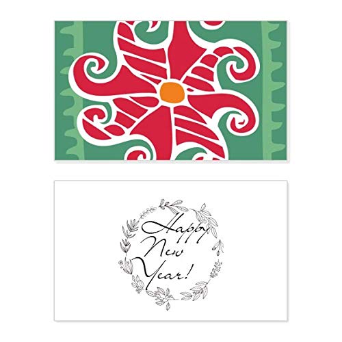 Tarjeta conmemorativa de Año Nuevo Red Sun, diseño Mexico Totems y texto en inglés