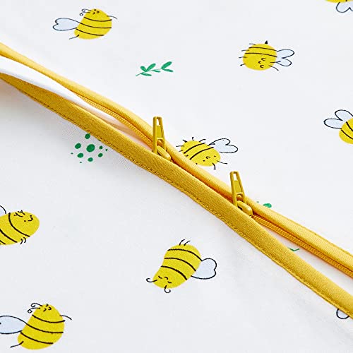 Image of DaysU Baby Sleep Sack 0-6 Months, 100% Cotton, Unisex Wearable Blanket, 2-Way Zipper TOG 0.5, Breathable Lightweight Sleeping Bag 2 Pack, Bee, Small
