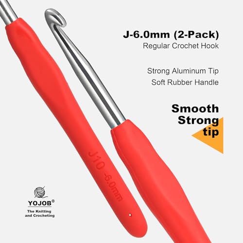 Image of 2Pcs 6.0mm Crochet Hooks, Ergonomic Crochet Hook for Arthritis and Beginners, Extra Long, Smooth, Comfortable (Size J / 6.0mm)