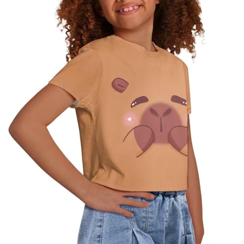 Image of Girls Fashion Crewneck Tee Shirts Casual Short Sleeve Crop Top Summer Outfits 5-14 Year