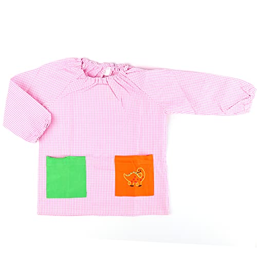 Etrexonline Bata Escolar Babi Escolar Infantil Sin Botones Niño y Niña Elástica en Puño y Cuello - Rosa 3-4 Años